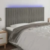 Galvūgalis su LED, šviesiai pilkas, 160x5x118/128cm, aksomas
