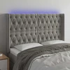Galvūgalis su LED, šviesiai pilkas, 163x16x118/128cm, aksomas