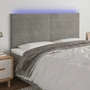 Galvūgalis su LED, šviesiai pilkas, 200x5x118/128cm, aksomas