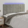 Galvūgalis su LED, šviesiai pilkas, 200x5x118/128cm, aksomas