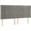 Galvūgalis su LED, šviesiai pilkas, 203x16x118/128cm, aksomas