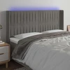 Galvūgalis su LED, šviesiai pilkas, 203x16x118/128cm, aksomas