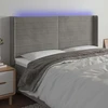 Galvūgalis su LED, šviesiai pilkas, 203x16x118/128cm, aksomas