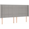 Galvūgalis su LED, šviesiai pilkas, 203x16x118/128cm, audinys