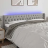 Galvūgalis su LED, šviesiai pilkas, 203x16x78/88cm, audinys
