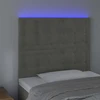 Galvūgalis su LED, šviesiai pilkas, 80x5x118/128cm, aksomas