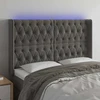 Galvūgalis su LED, tamsiai pilkas, 147x16x118/128cm, aksomas