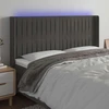 Galvūgalis su LED, tamsiai pilkas, 163x16x118/128cm, aksomas
