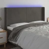 Galvūgalis su LED, tamsiai pilkas, 163x16x118/128cm, aksomas