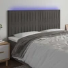 Galvūgalis su LED, tamsiai pilkas, 180x5x118/128cm, aksomas