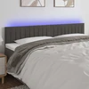 Galvūgalis su LED, tamsiai pilkas, 180x5x78/88cm, aksomas