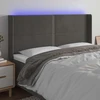 Galvūgalis su LED, tamsiai pilkas, 183x16x118/128cm, aksomas