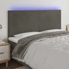 Galvūgalis su LED, tamsiai pilkas, 200x5x118/128cm, aksomas