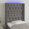 Galvūgalis su LED, tamsiai pilkas, 83x16x118/128cm, audinys