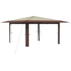 Gazebo be šoninės sienos 4 x 4 m Kremas ir rudas