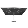 Gembinis skėtis su LED/aliuminio stulpu, antracito, 400x300cm