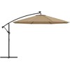 Gembinis skėtis su LED ir metaliniu stulpu, taupe, 350cm