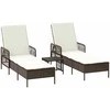 Saulės gultas 3 pcs Ruda ir Kremavimo Balta 200 x 55 x 92 cm
