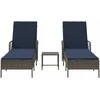 Saulės gultas 3 pcs Pilka ir tamsiai mėlyna 200 x 55 x 92 cm