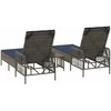 Saulės gultas 3 pcs Pilka ir tamsiai mėlyna 200 x 55 x 92 cm