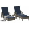 Saulės gultas 3 pcs Pilka ir tamsiai mėlyna 200 x 55 x 92 cm