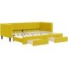 Ištraukiama lova su stalčiais, geltona, 80x200cm, aksomas