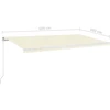 Rankiniu būdu ištraukiama markizė su LED, kreminė, 600x350cm