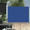 Ištraukiama šoninė kiemo pertvara, mėlynos spalvos, 120x500cm