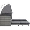 Ištraukiama trivietė sofa-lova su stogeliu, pilka, poliratanas