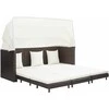 Ištraukiama trivietė sofa-lova su stogeliu, ruda, poliratanas