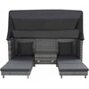 Ištraukiama trivietė sofa-lova su stogeliu, pilka, poliratanas