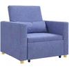 Fotelis Ištraukiamas sofa-lova vienvietis Džinsinė mėlyna audinys