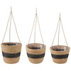 Jūros žolės augalų krepšiai 3 pcs Natūrali ir juoda Ø26 x 19 cm