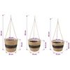 Jūros žolės augalų krepšiai 3 pcs Natūrali ir juoda Ø26 x 19 cm