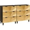 Šoninė spintelė 2 pcs Juoda ir Brass 120 x 33 x 75 cm