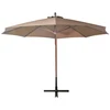 Kabantis sodo skėtis su stulpu, taupe, 3,5x2,9m, eglės masyvas