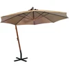 Kabantis sodo skėtis su stulpu, taupe, 3,5x2,9m, eglės masyvas