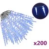 Kalėdinė girlianda varvekliai, 200 mėlynų LED, akrilas/PVC, 20m