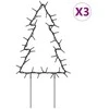 Kalėdinės dekoracijos eglutės su smaigais, 3vnt., 50LED, 30cm