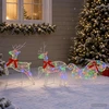 Kalėdinis elnias su rogutėmis 3 vnt. 60 LED Įvairių spalvų