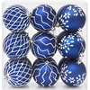 Kalėdinių kamuoliukų rinkinys XL 18 vnt. Mėlyna ir balta 8 cm