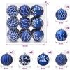 Kalėdinių kamuoliukų rinkinys XL 18 vnt. Mėlyna ir balta 8 cm