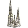 Kalėdų eglutė 3 pcs Šilta balta 20 x 20 x 80 cm Ratanas
