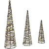 Kalėdų eglutė 3 pcs Šilta balta 20 x 20 x 80 cm Ratanas