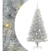 Kalėdų eglutė su LED lemputėmis Sidabrinė 150 cm PET ir plienas