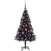 Kalėdų eglutė su 150 LED s stovu Juoda 120 cm PVC