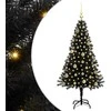 Kalėdų eglutė su 150 LED s stovu Juoda 150 cm PVC
