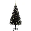 Kalėdų eglutė su 150 LED s stovu Juoda 150 cm PVC