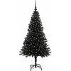 Kalėdų eglutė su 150 LED s stovu Juoda 150 cm PVC