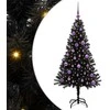 Kalėdų eglutė su 150 LED s stovu Juoda 150 cm PVC